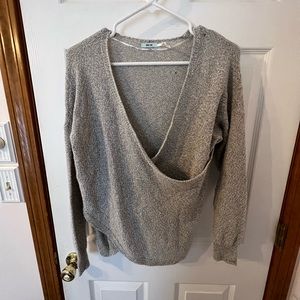 Speckled gray urban outfitters wrap sweater